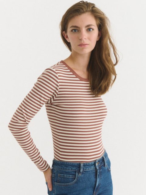 Shirt - Ludmilla LS Tee, Mink / Whisper White / Mink – Bild 3