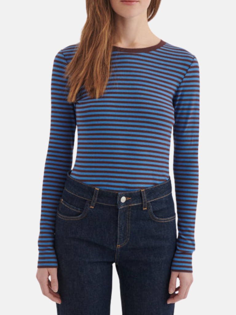 Shirt - Ludmilla LS Tee, Riviera / Chicory Coffee