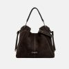 Gianni Chiarini Firenze Era Wildledertasche in Moka mit geflochtenem Lederhenkel