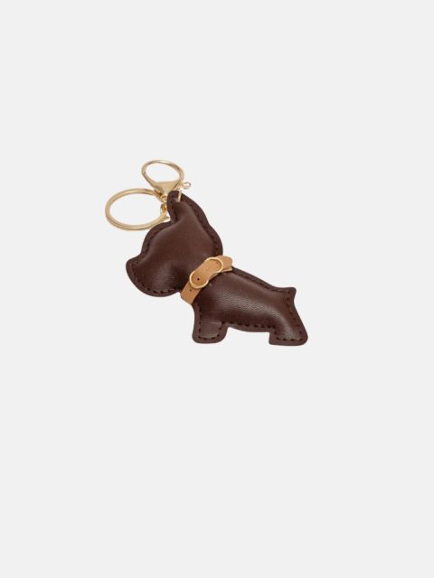 Bow19 Charm Bulldog Taschenanhänger in Braun mit Schlüsselring und Karabiner