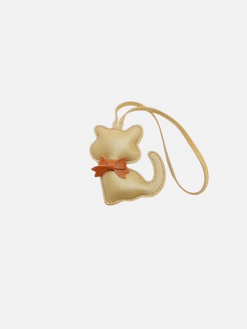 Bow19 Charm Cat Taschenanhänger in Gold mit Schlüsselring und Karabiner