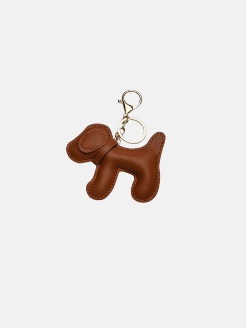 Bow19 Charm Dog Taschenanhänger in Cognac mit Schlüsselring und Karabiner
