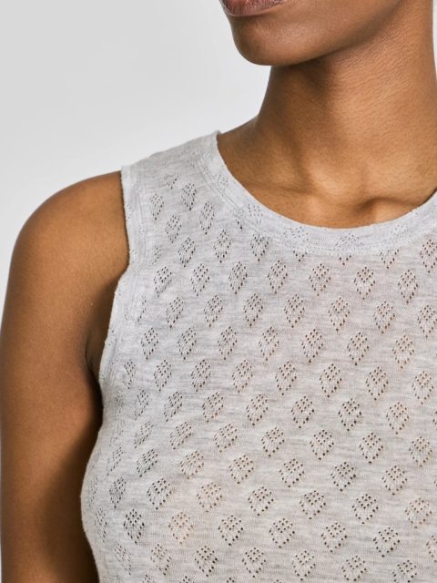 Top - Alberte S´less Silk, Grey Melange – Bild 3