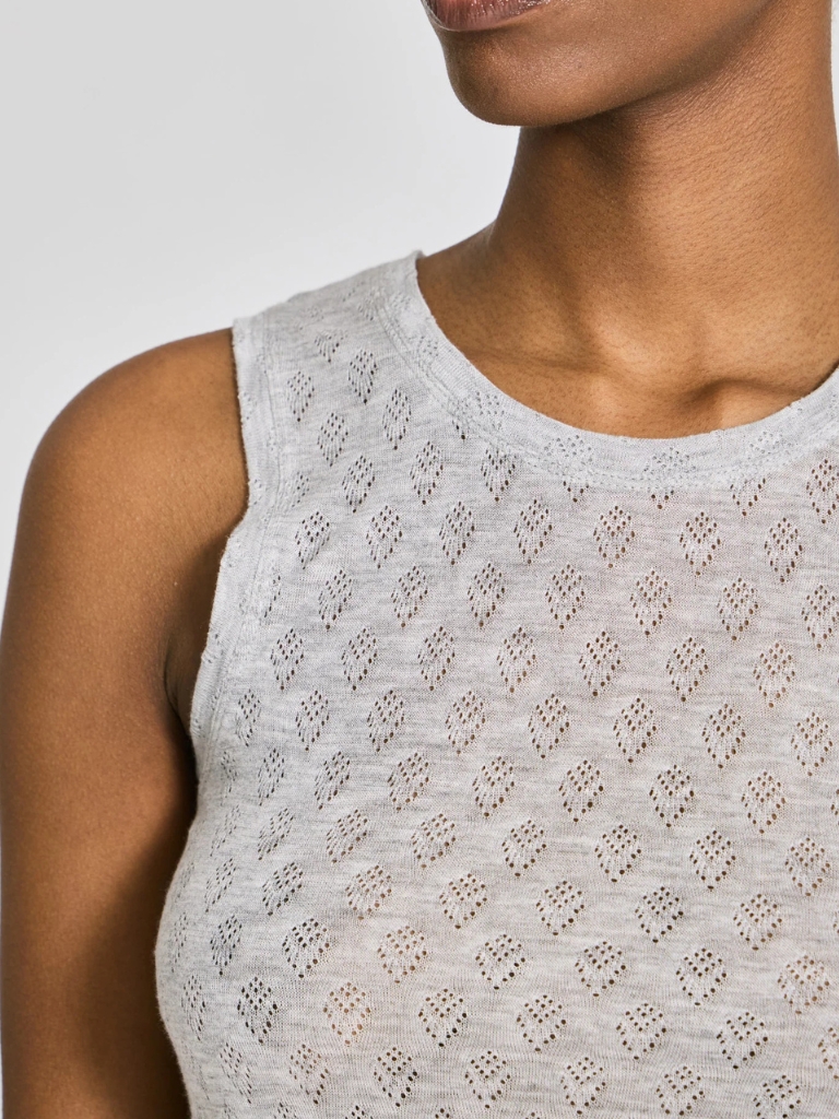 Top - Alberte S´less Silk, Grey Melange – Bild 3