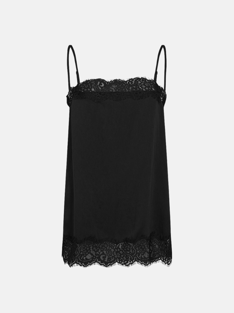 Top - MMAudra Annie Lace Singlet, Black