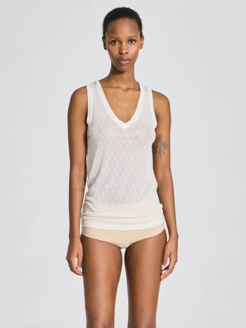 Top - Ottelia V-neck S’less Silk, Off White – Bild 4