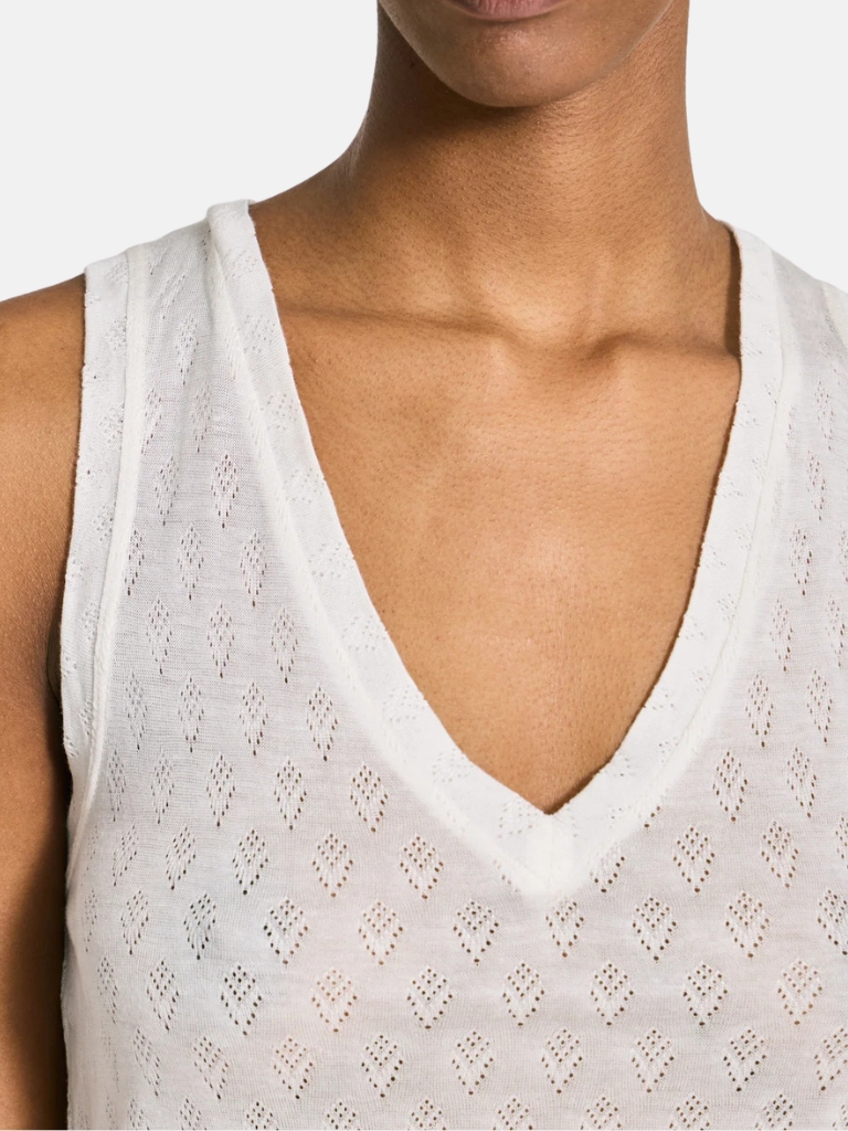 Top - Ottelia V-neck S’less Silk, Off White – Bild 3