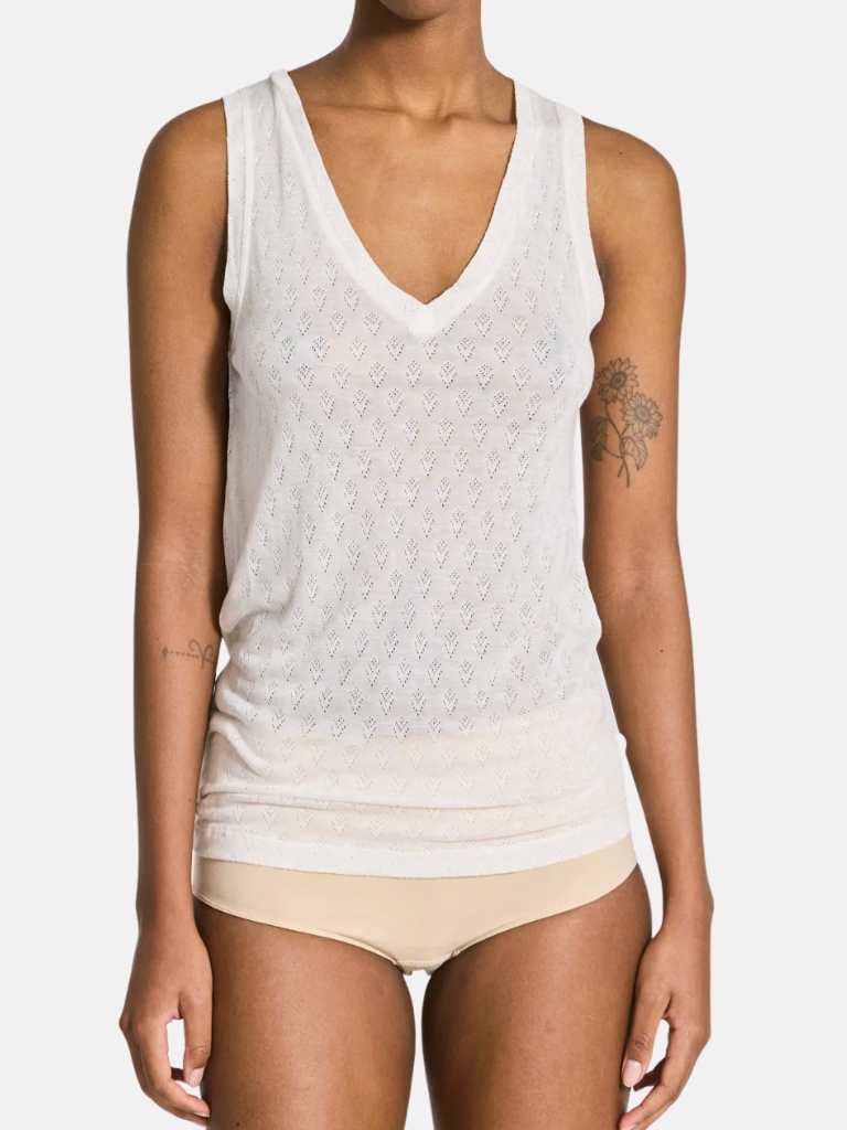 Top - Ottelia V-neck S’less Silk, Off White