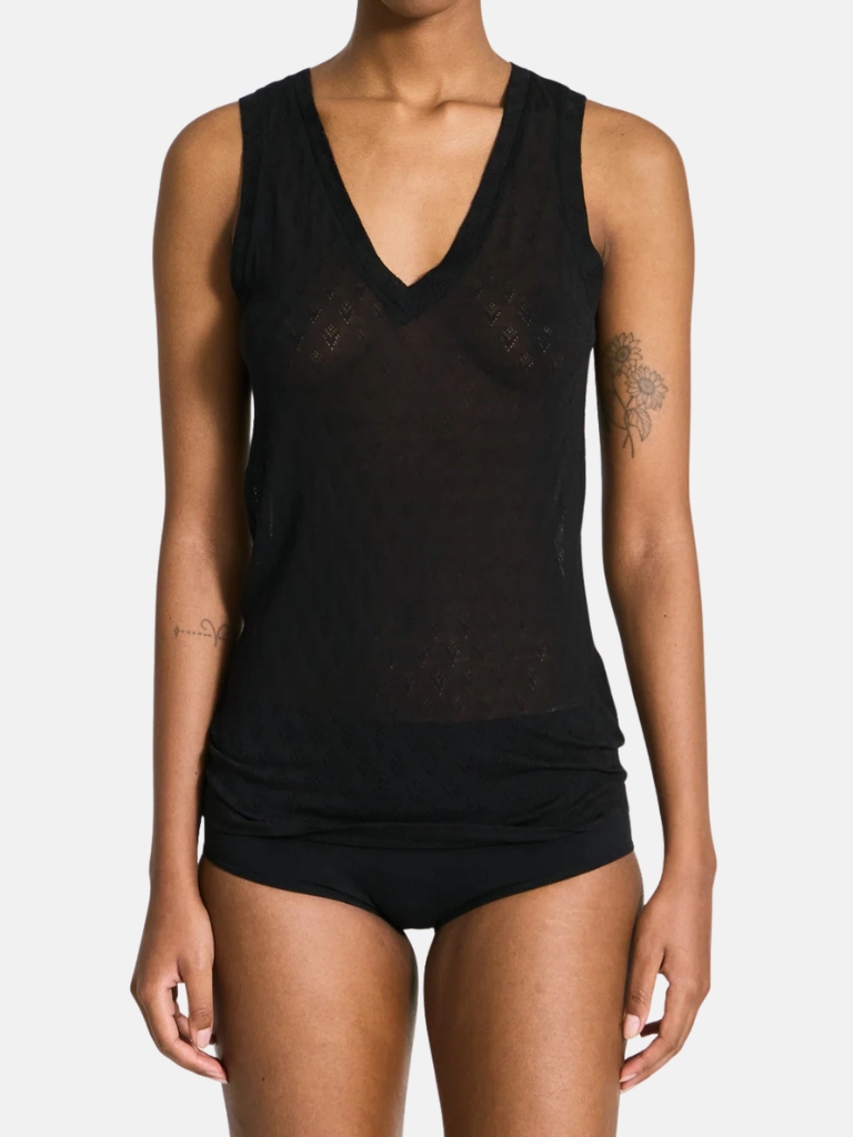 Top - Ottelia V-neck S’less Silk, Stretch Limo Black