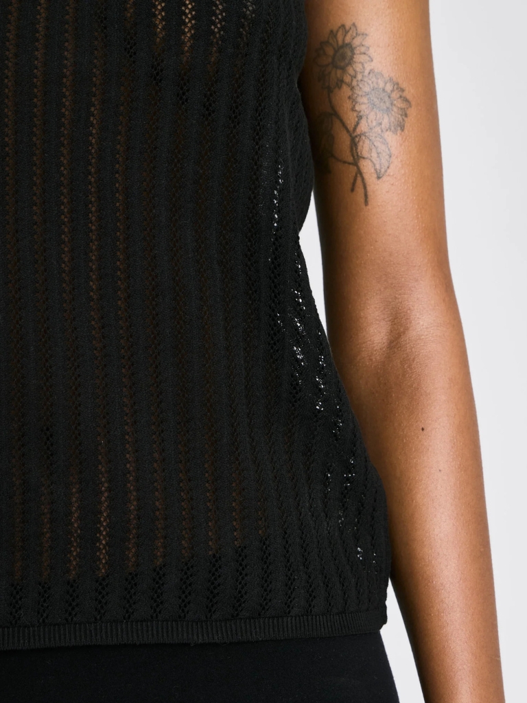 Top - Sofie Fishbone Pointel Knit, Black – Bild 3