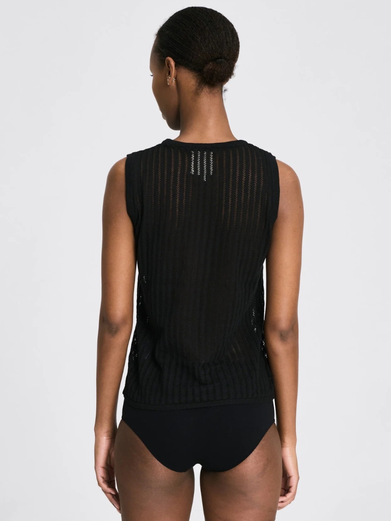 Top - Sofie Fishbone Pointel Knit, Black – Bild 2