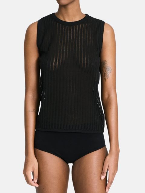 Top - Sofie Fishbone Pointel Knit, Black