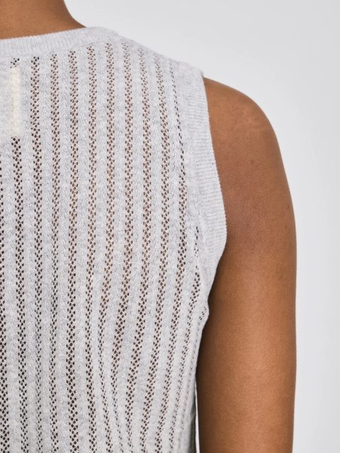 Top - Sofie Fishbone Pointel Knit, Light Grey Melange – Bild 3