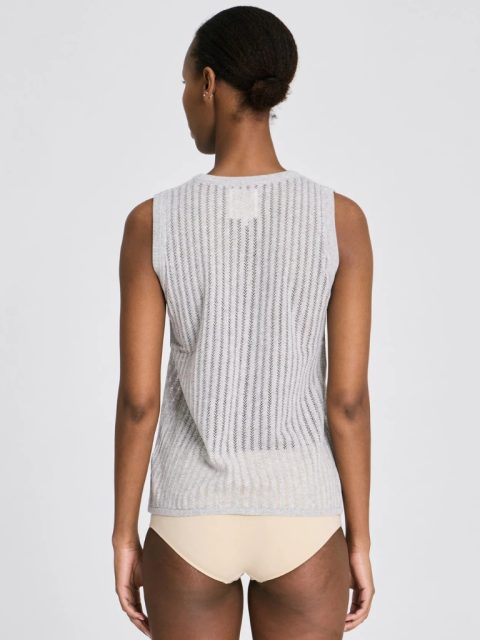 Alternative view of Top - Sofie Fishbone Pointel Knit, Light Grey Melange