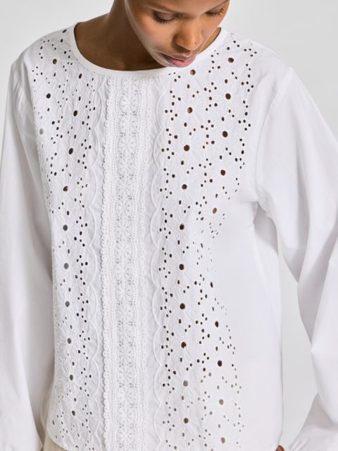 Bluse - Louisa Cotton Poplin, White – Bild 4