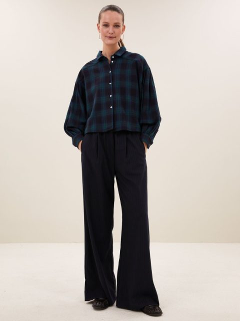 Bluse - Sarah Short, Green Tartan Check – Bild 4