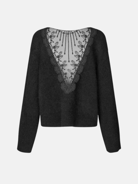 Pullover - Brook Knit Lace O-Neck, Black – Bild 5