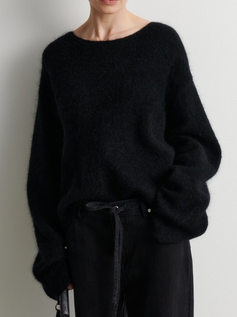 Pullover - Brook Knit Lace O-Neck, Black