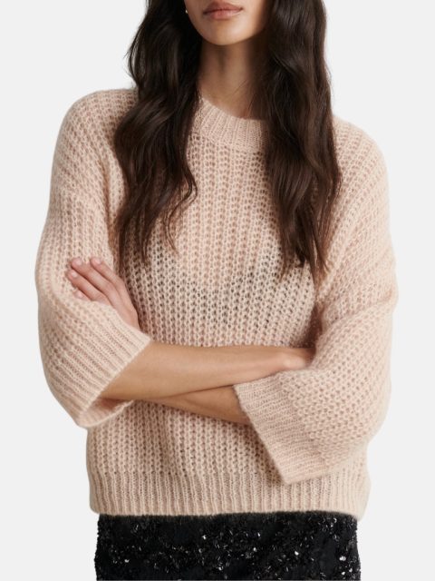 Pullover - Glora SS Knit, Cream Tan
