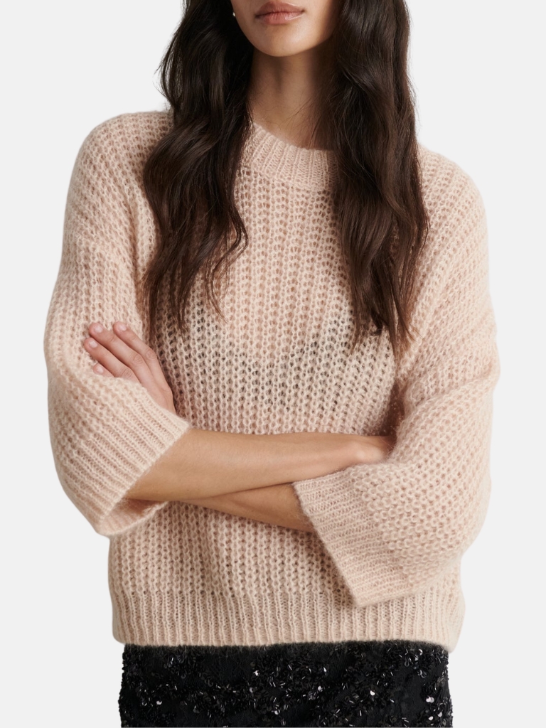 Pullover - Glora SS Knit, Cream Tan