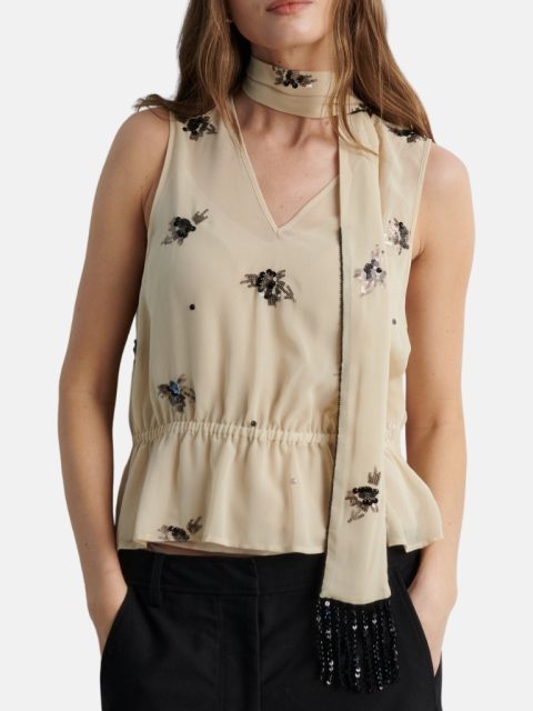 Top - Luma Sequin, White Pepper